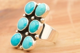Genuine Blue Water Turquoise Sterling Silver Ring